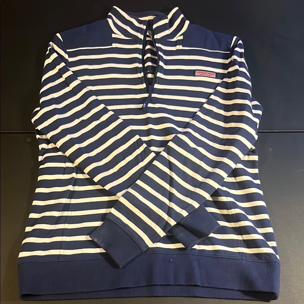 Vineyard Vines Striped Navy and White Pullover